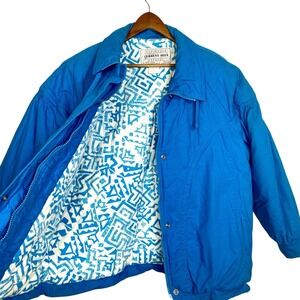 VTG 90s Current Seen XL Puffer Coat Blue 80s Retro Jacket Warm Insulated Ski Zip